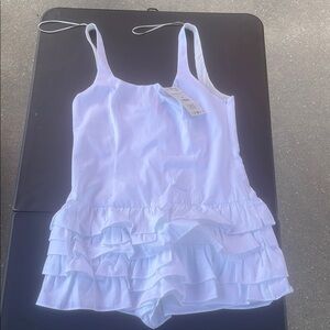 Zara White Ruffled Mini Dress